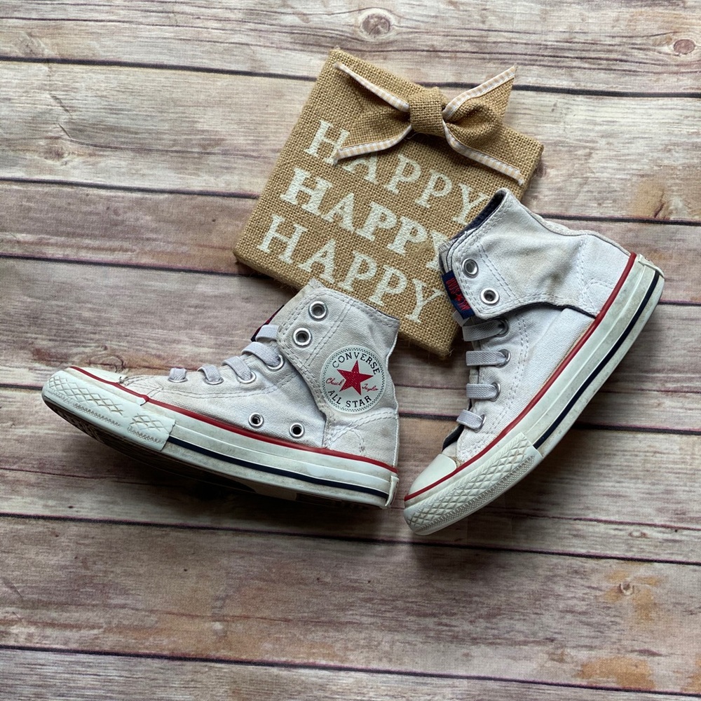 Converse All ⭐️ kids size 11 White Velcro Sides